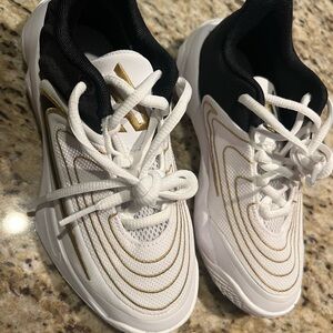 Nike Kids White and Gold Sneakers